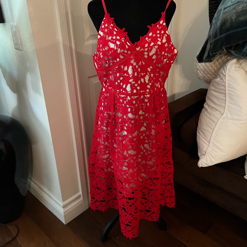 Red Lace Floral Dress